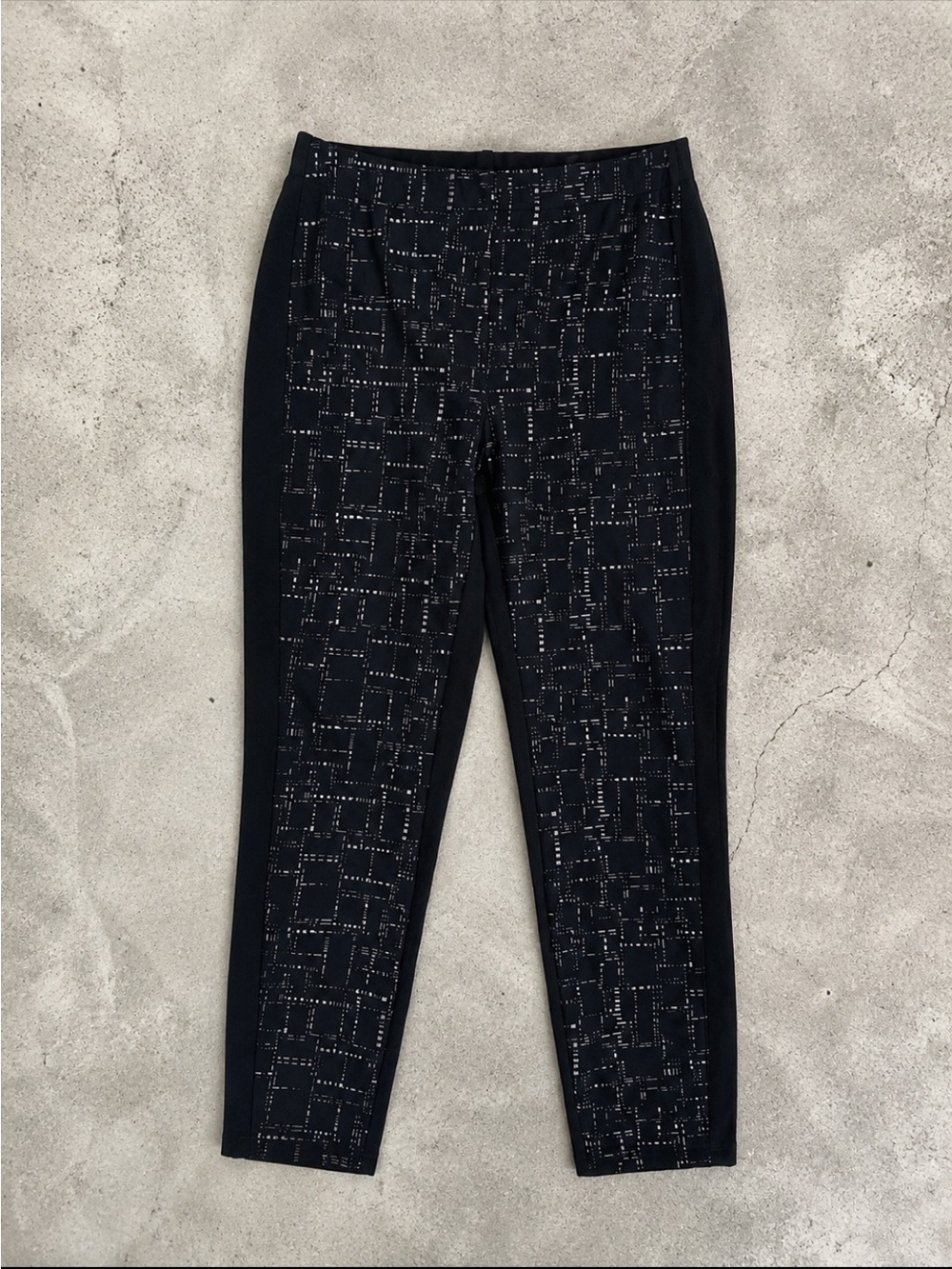 Joseph Ribkoff Black Abstract Print Pull On Slim LDS Pants Woman 10 Stretch